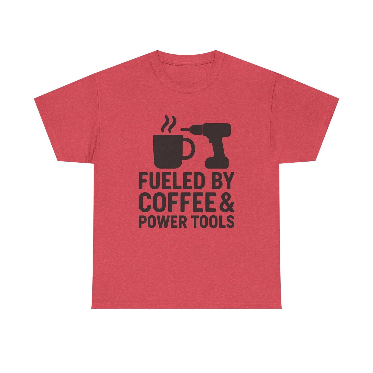 "Fueled by Coffee & Power Tools" Unisex Heavy Cotton Tee - Perfect Gift for DIY Enthusiasts and Coffee Lovers