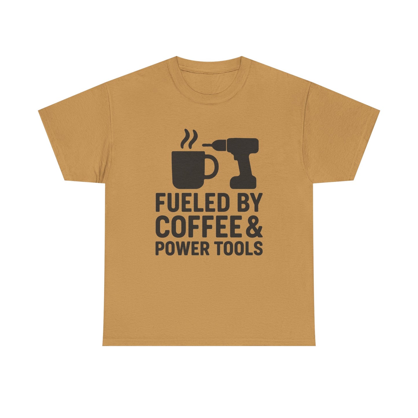 "Fueled by Coffee & Power Tools" Unisex Heavy Cotton Tee - Perfect Gift for DIY Enthusiasts and Coffee Lovers